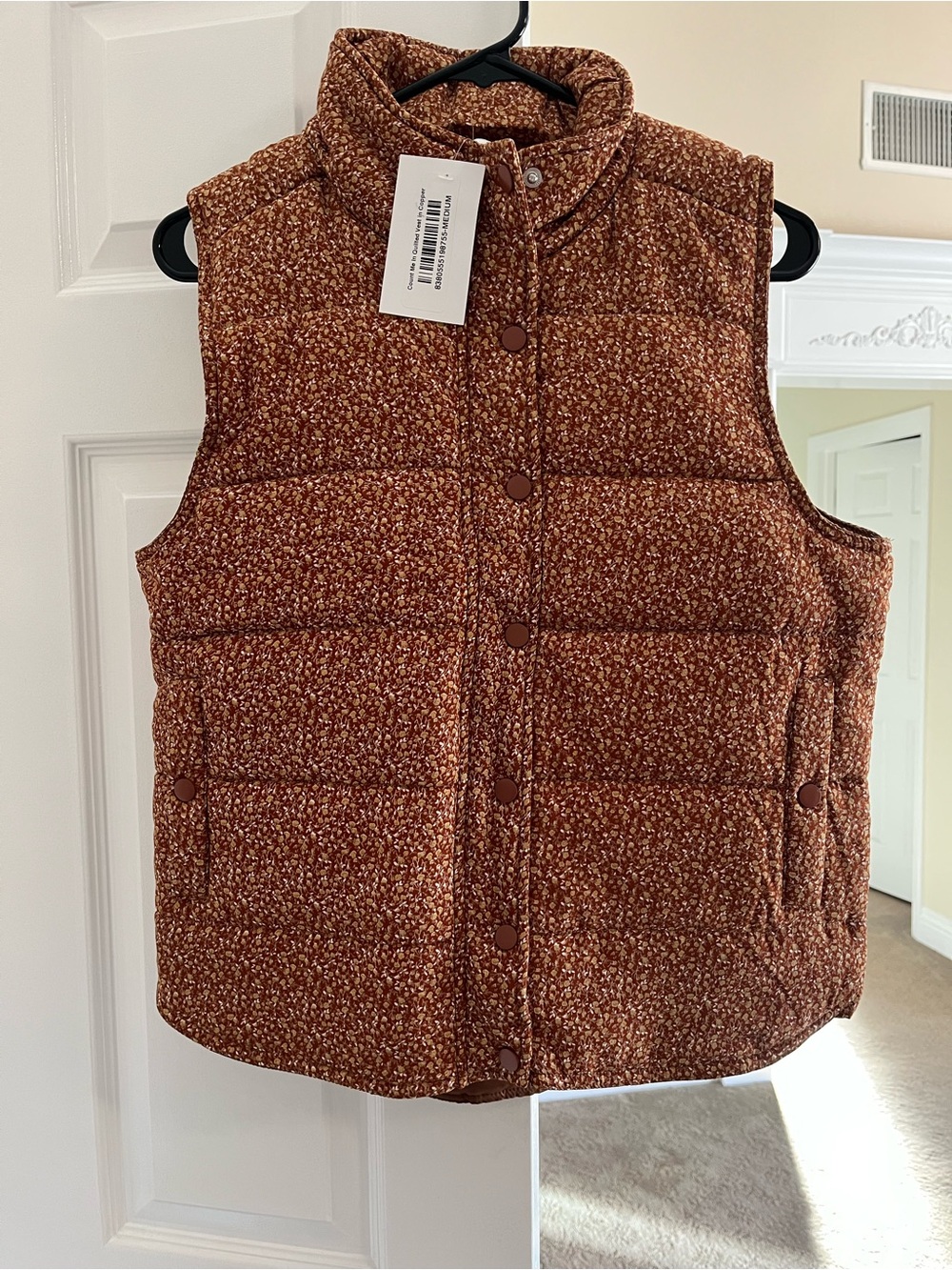 Staccato Copper and Cream Quilted Floral Vest